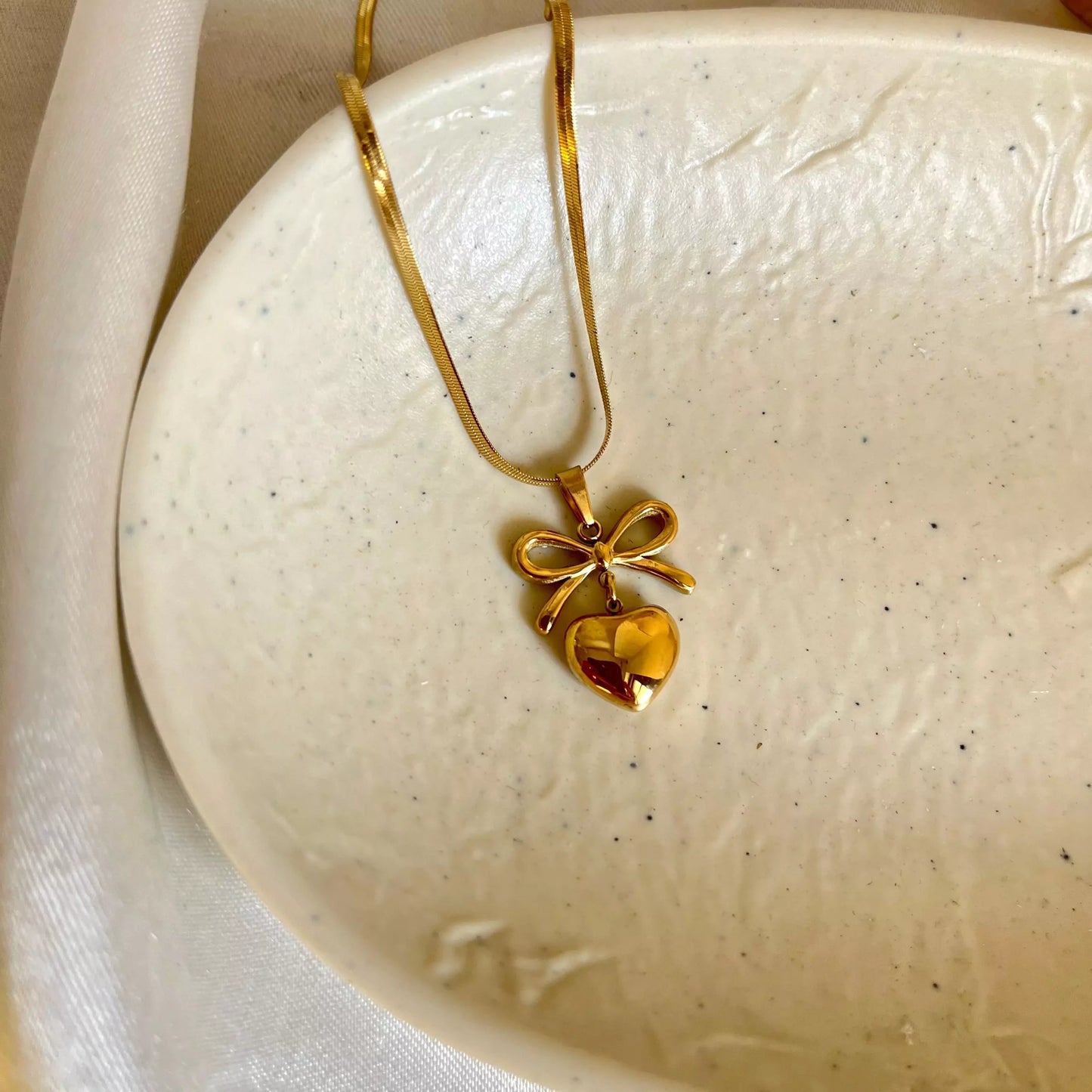 Heart with Bow Necklace