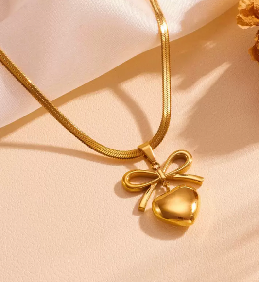 Heart with Bow Necklace